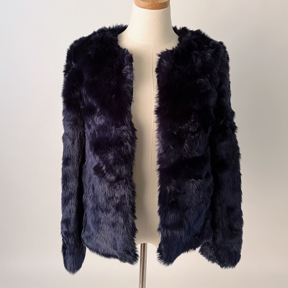 Faux fur dark blue coat (discounted shipping!)